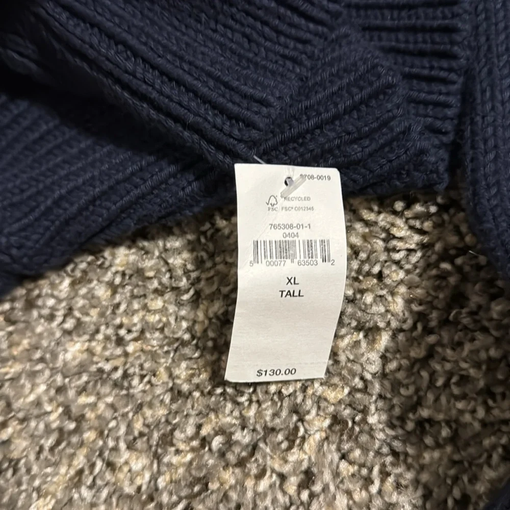 NWT! Banana Republic Navy Organic Cotton Cable-Knit Sweater - ALL TALL SIZES ♠️